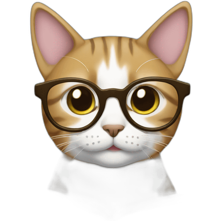 Cat with glasses reading emoji