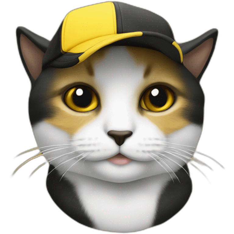 hombre piel blanca y gorra con dos gatos negro y amarillo emoji