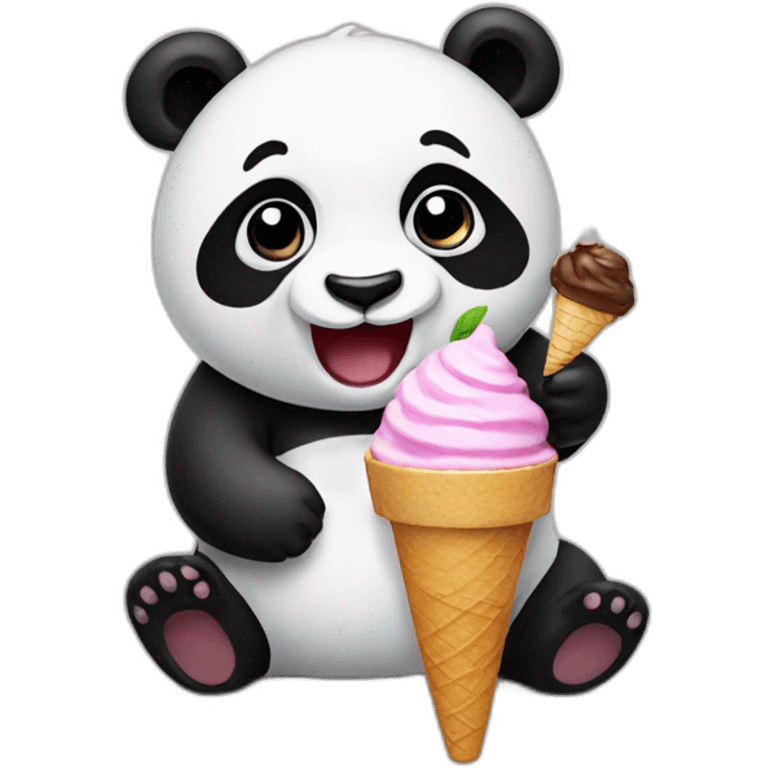 Panda eating ice cream emoji