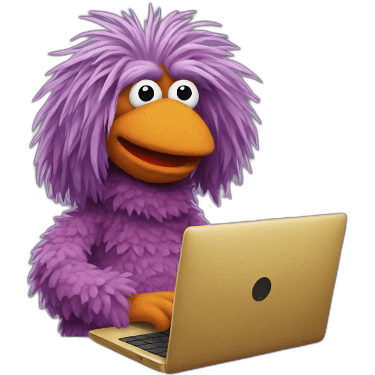 fraggle typing code on laptop emoji