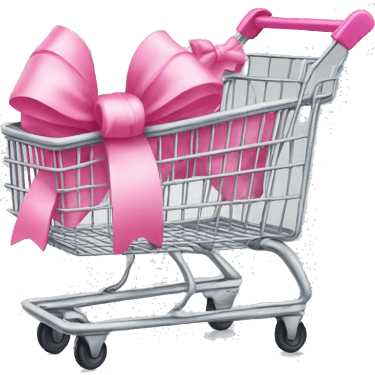 Shopping cart with pink bow  emoji