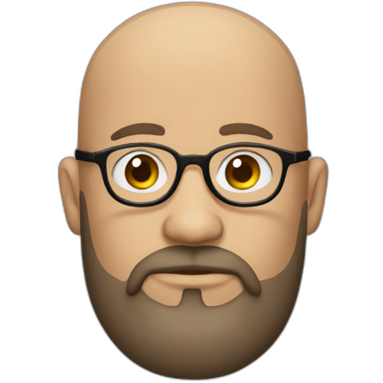 Round head Bald man with brown beard and glasses emoji