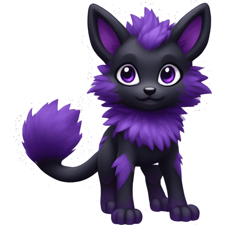 Anthro-Edgy-Cool-Black-Purple-Contrast-Colors-Fantasy-Fur-Sona-Chibi-Shiny-Fakémon-Hybrid full body emoji