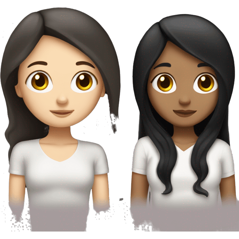 Two white girls with long black hair cuddling. emoji