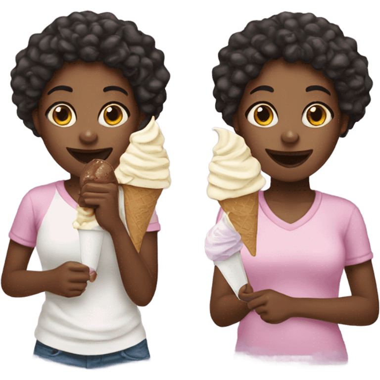 black girl eating ice cream emoji