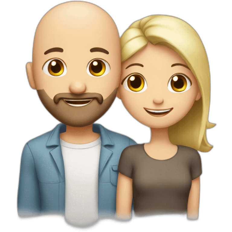 Happy-secret-couple-bald-guy-with-beard-with-boy-haircut-girl-hugging emoji