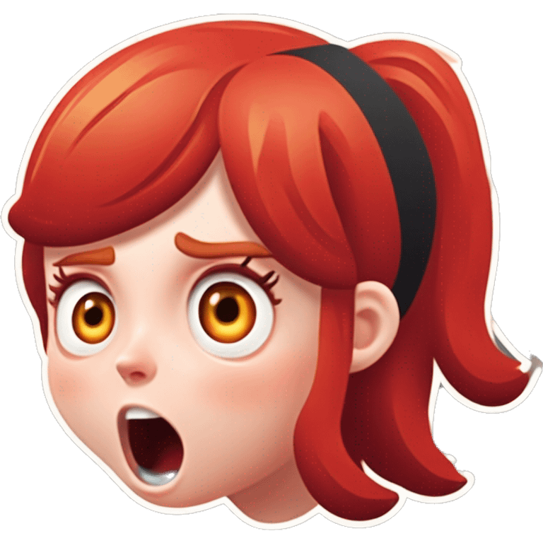 shocked white girl with long red red hair emoji