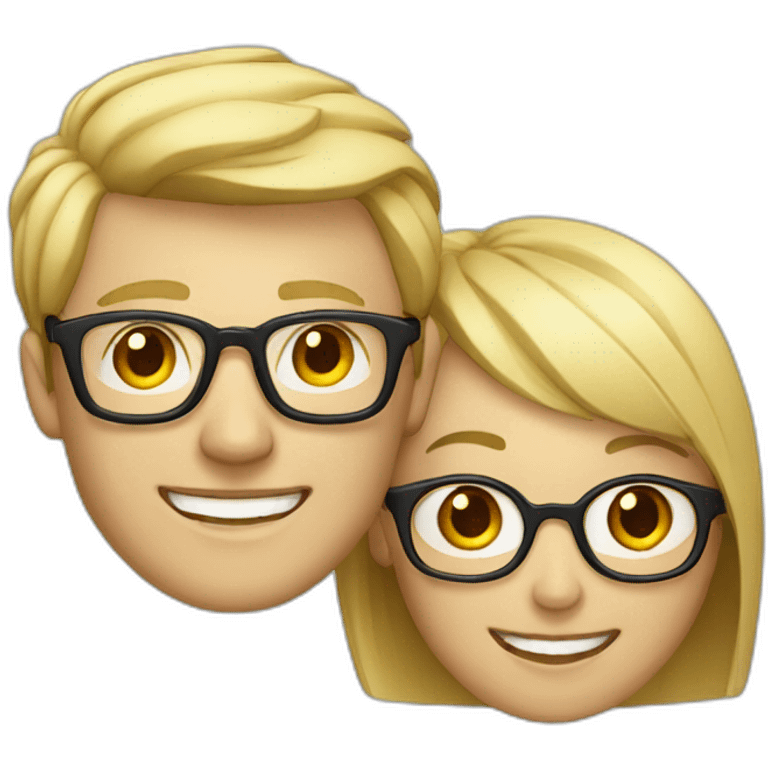 blond man with glasses and Chinese woman smiling emoji