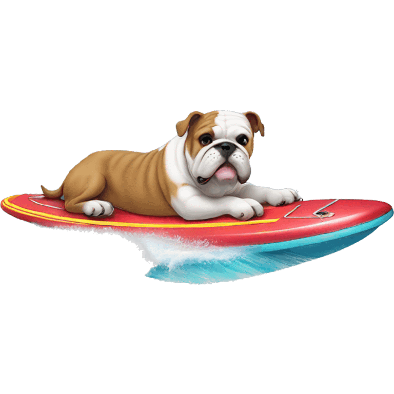 English bulldog on surf boatd emoji