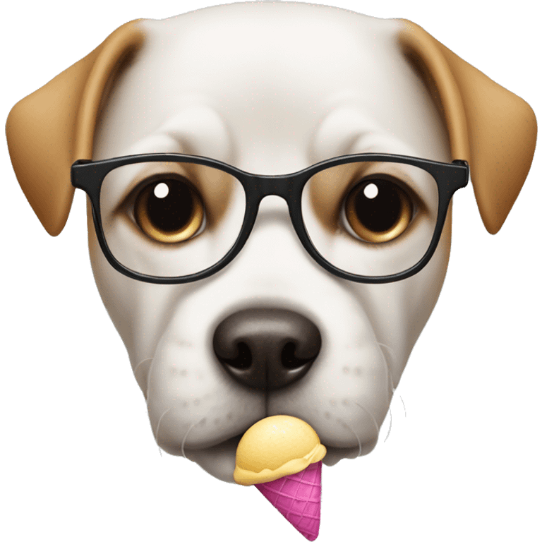 Dog with subglasses and ice cream emoji