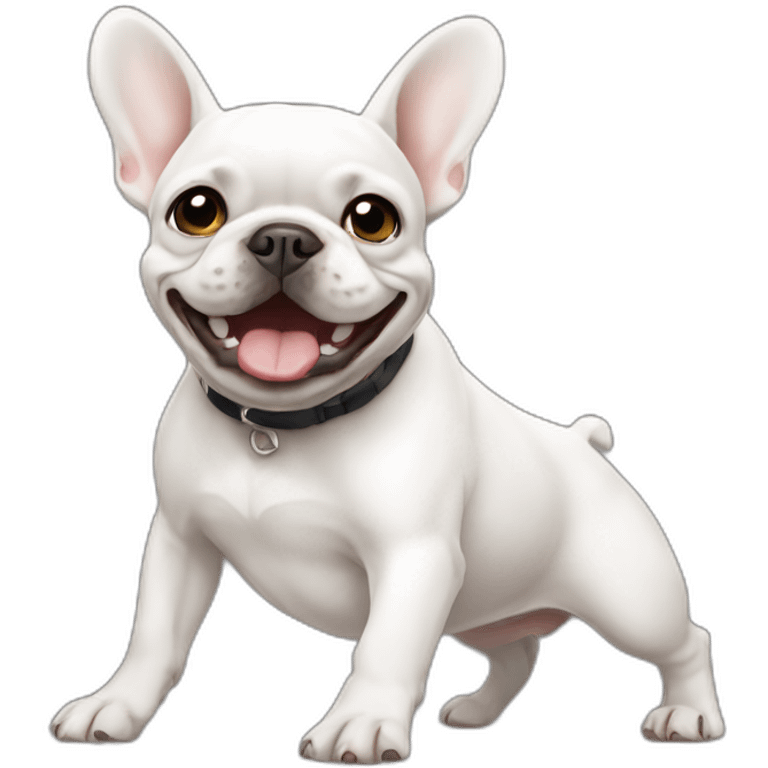 white FRENCH BULLDOG dancing emoji