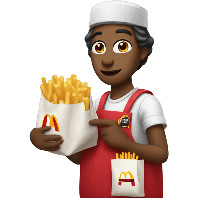 a mcdonalds worker putting the fries in the bag emoji