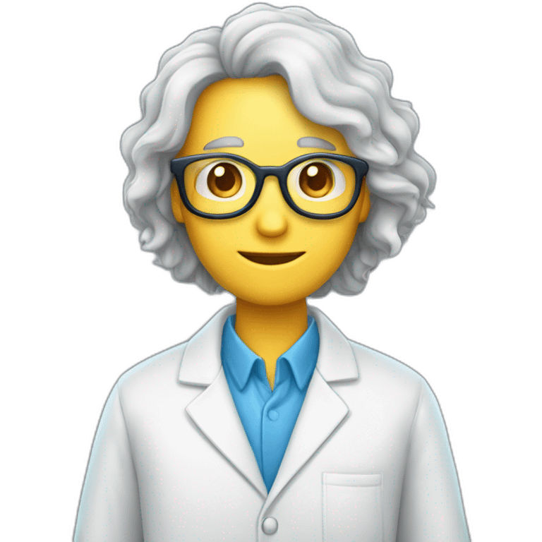 personagem de cabelo loiro com um oculos de cientista e moletom azul usando capuz emoji