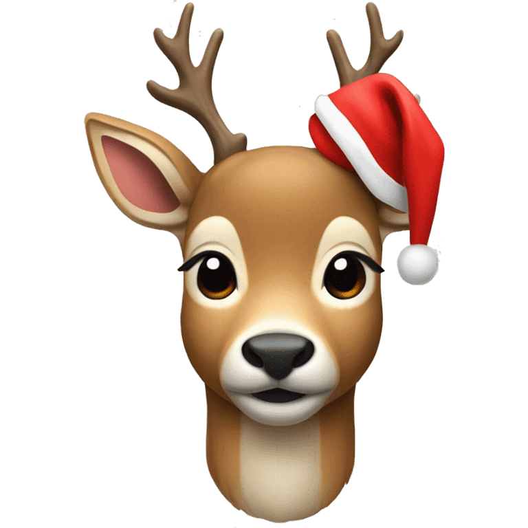 Deer with red nose and Santa hat emoji