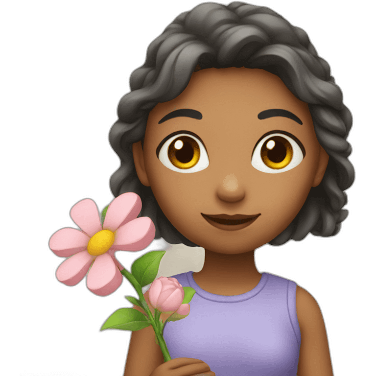 Girl holding a flower emoji