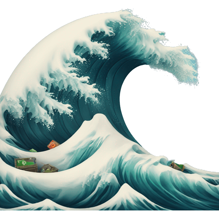 Wave with  waste floating emoji