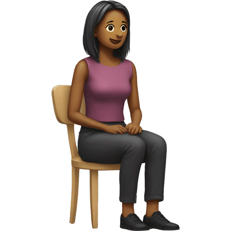 a woman is sitting and another woman is sitting in fron of her backwards emoji