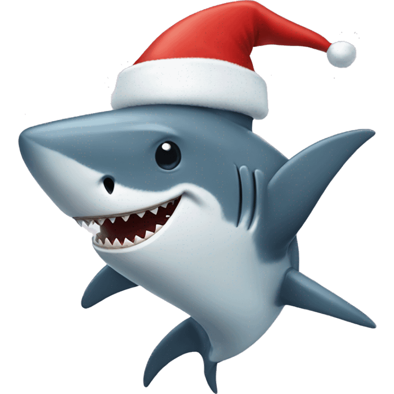 happy shark with santa costume emoji