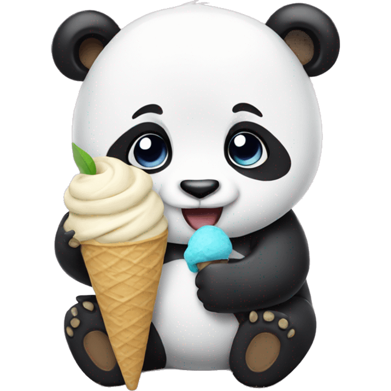 Panda eating ice cream emoji