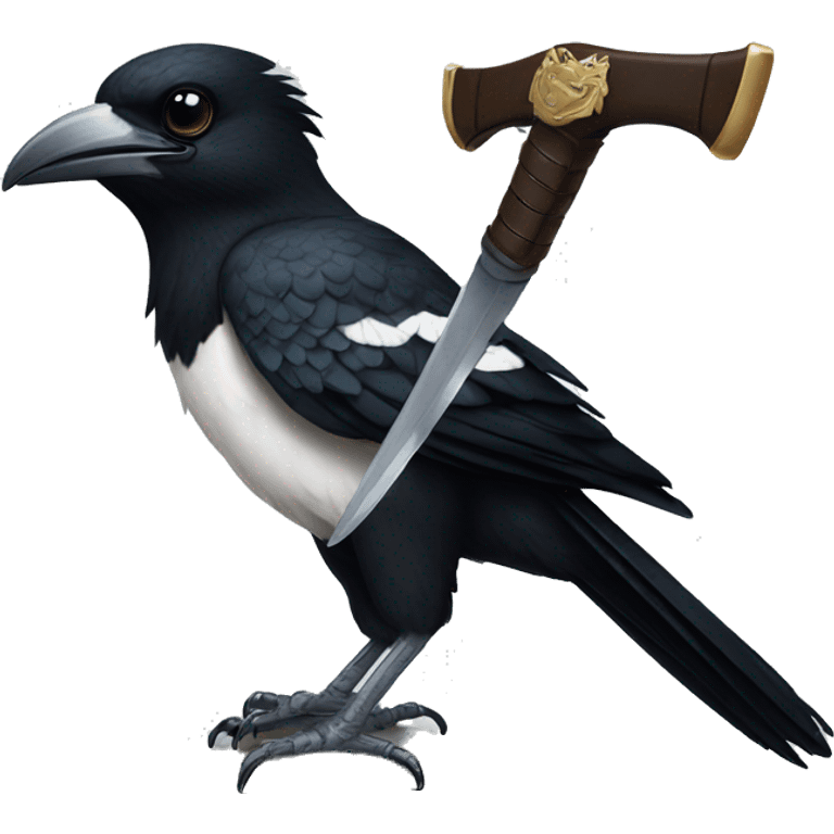 Australian Magpie with sword emoji