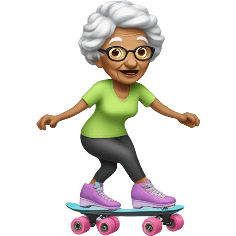 Rollerskating grandma emoji