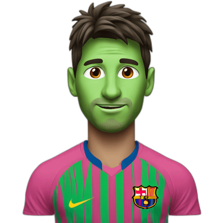 messi with green skin and a pink shirt emoji