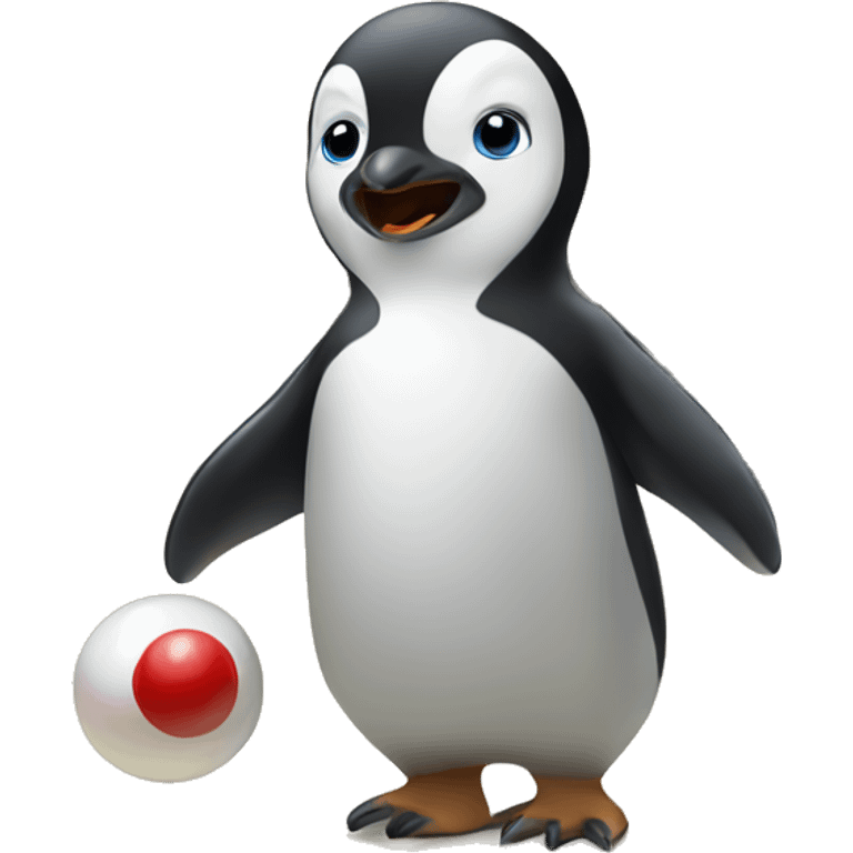 Baby penguin playing bowling emoji