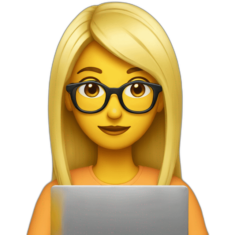 Chica con lentes y laptop emoji