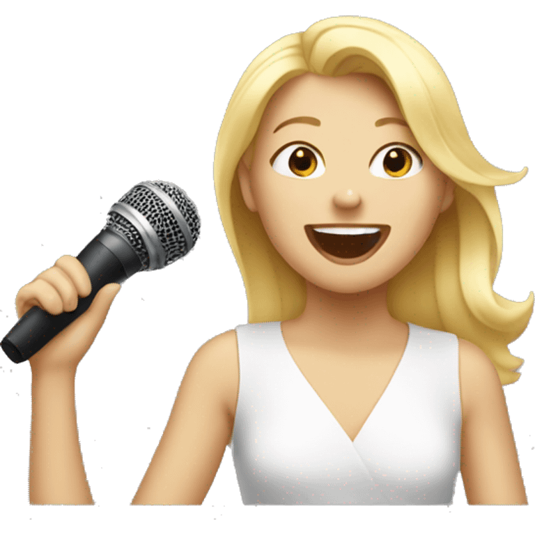 blonde girl singing joyfully emoji