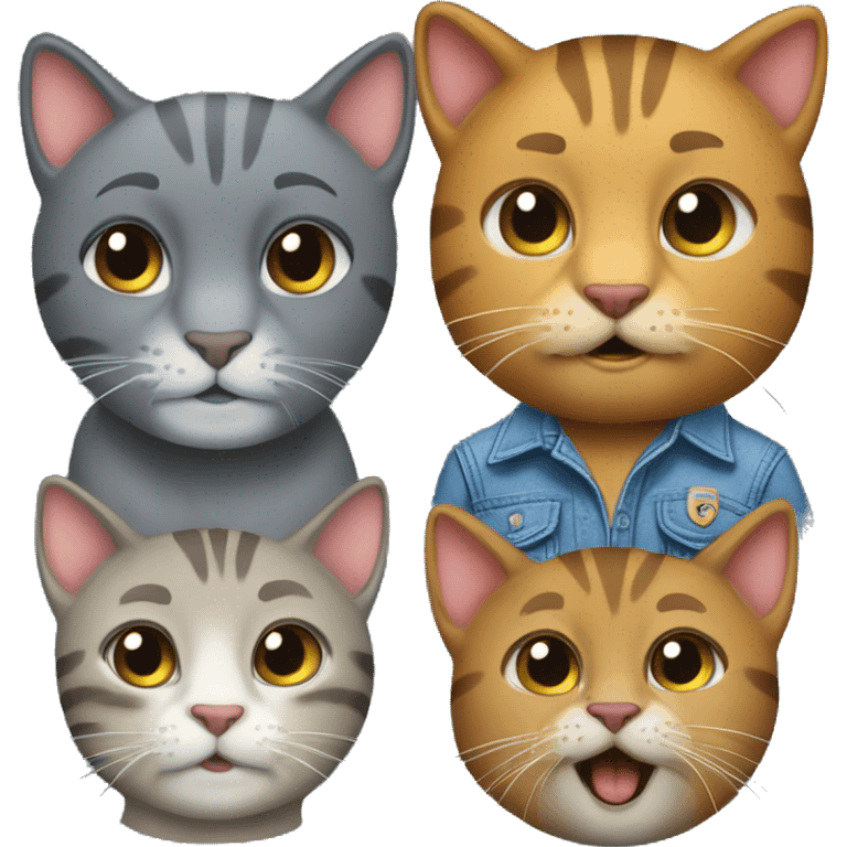 one big cat and one little cat in denimshirts emoji