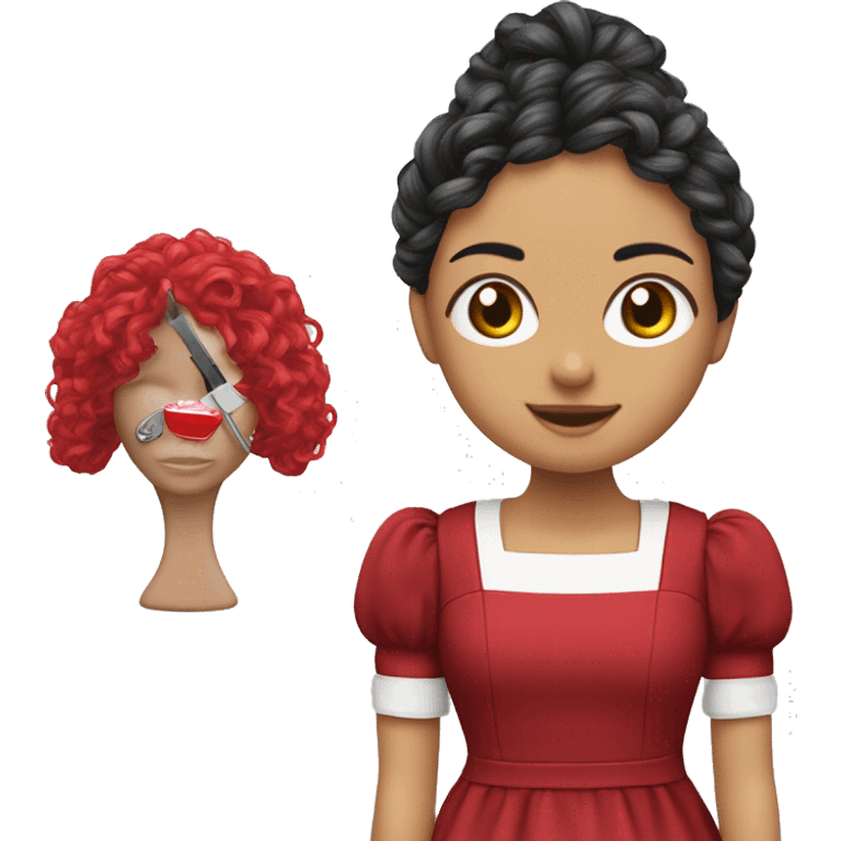 Boneca de cabelo vermelho a costurar á maquina De costura  emoji