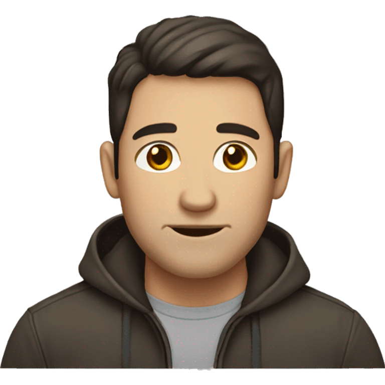 man with round head and dark brown hair emoji