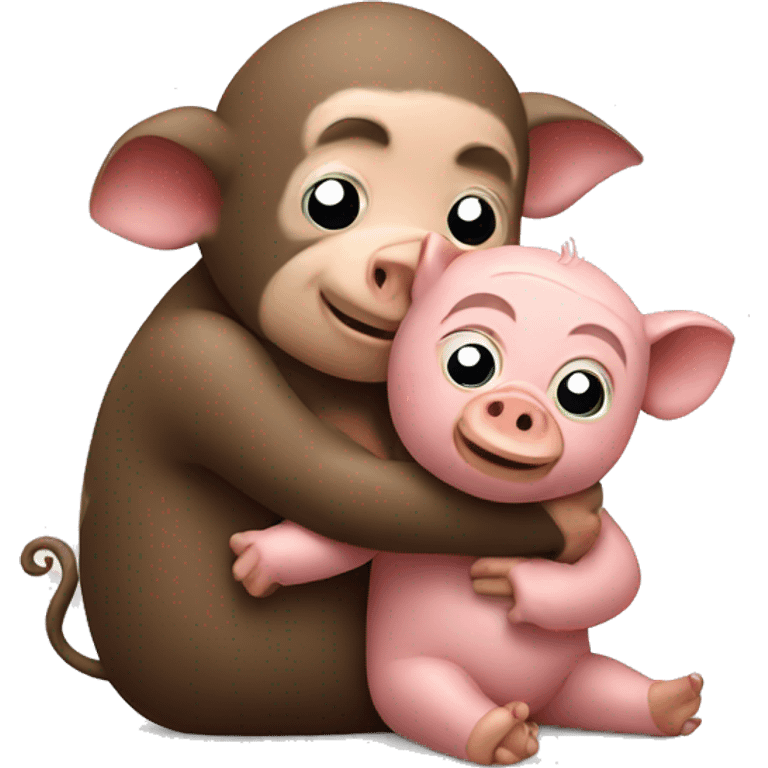 Pig and monkey hugging   emoji