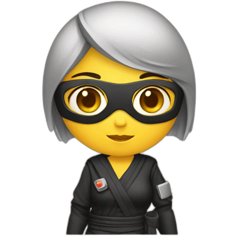 cute woman ninja programmer with computer emoji