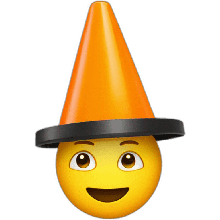 yellow man with a black rimmed traffic cone on their head emoji