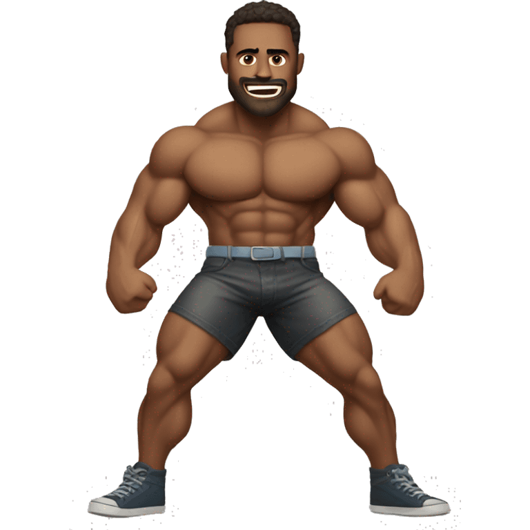 muscular guy short shorts  emoji