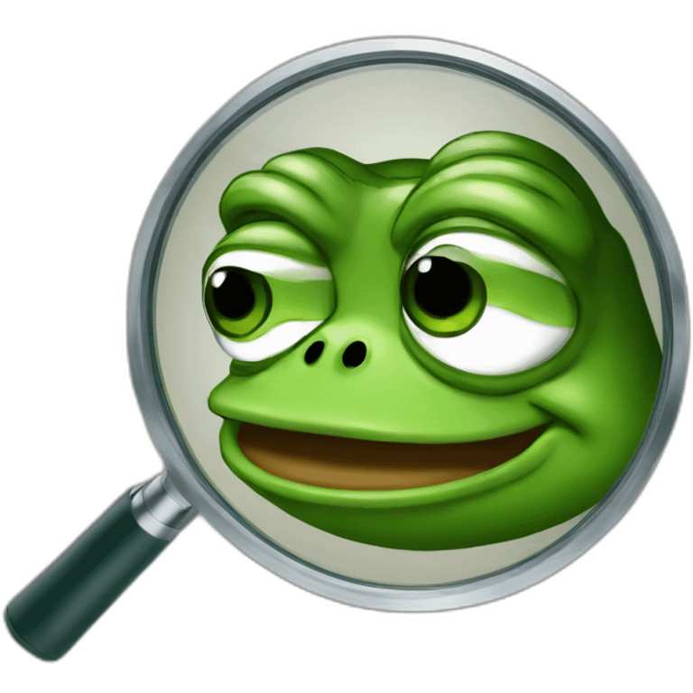 pepe the frog with a magnifier emoji