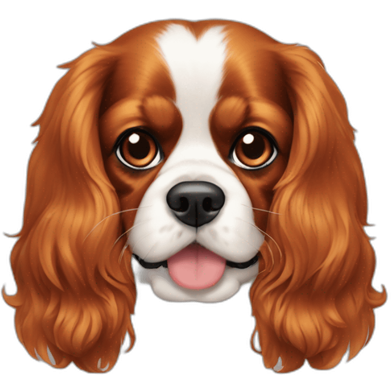 Cavalier King Charles avec une moustache emoji