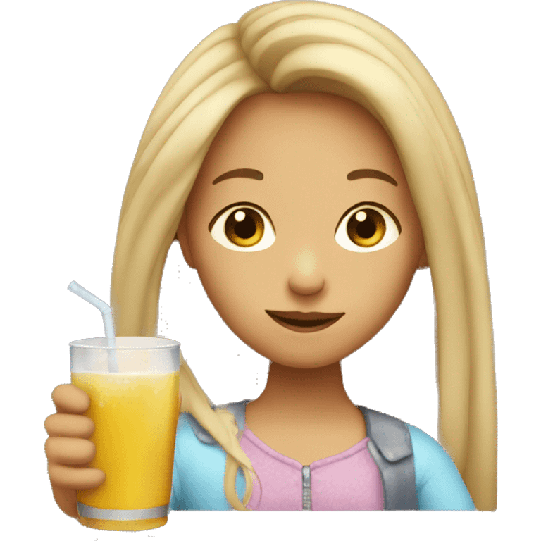 Girl with long hair drinking  emoji