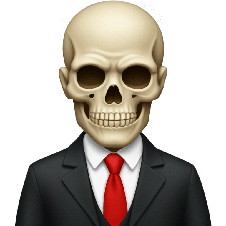 Skull emoji wearing black formal wear with red tie   emoji