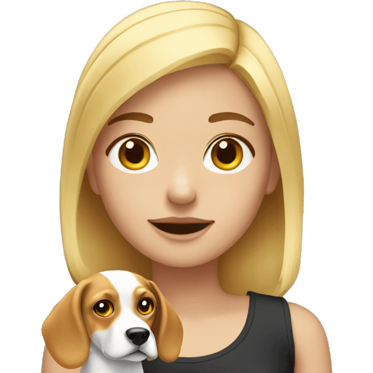 blonde girl with beagle  emoji