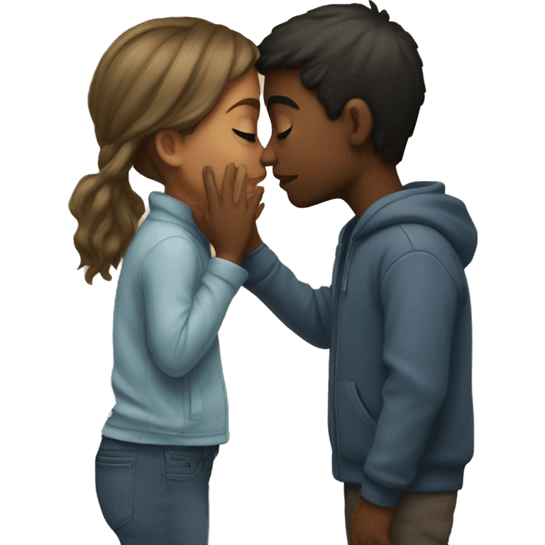 A boy and a girl kissing emoji