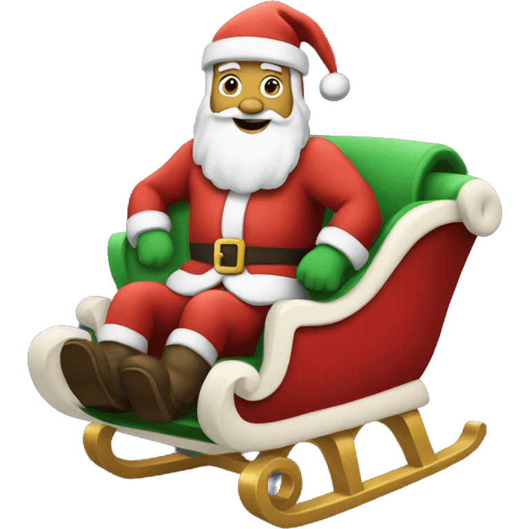 Santa wearing his sleigh on his top of his hat emoji