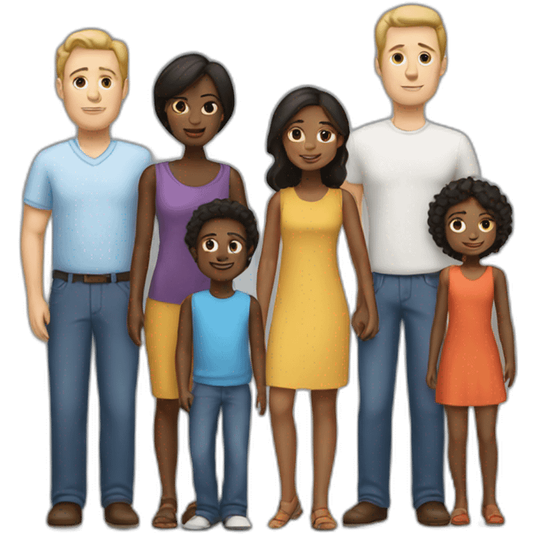 a family consisting of one white man and one ebony woman with 2 kids emoji