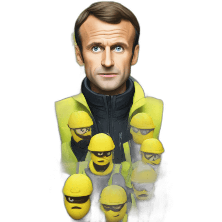 Emmanuel Macron qui se bat contre des personnes avec des gilets jaunes emoji