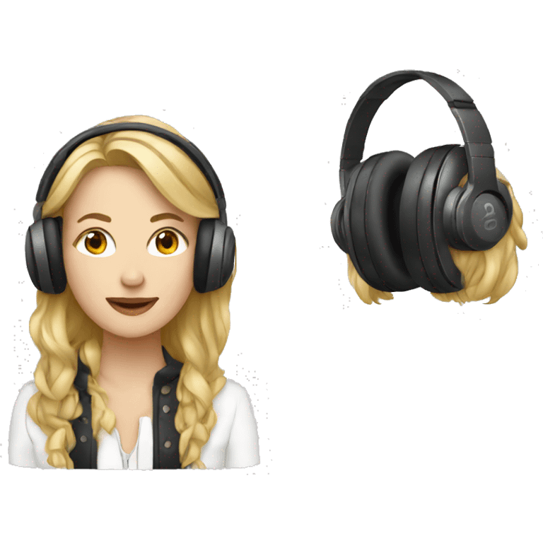 white woman music producer with headphones emoji