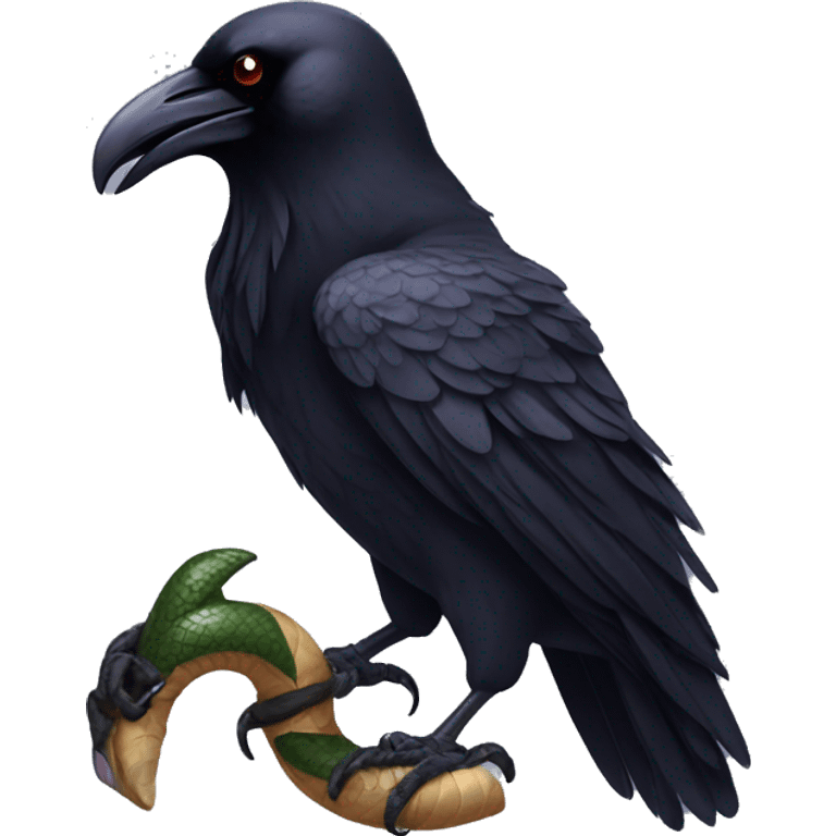 Raven holding a serpent in its claws emoji