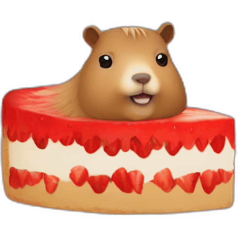 Capybara sur un fraisier emoji