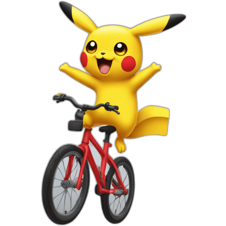 pickachu sur un velo qui fait un dab emoji