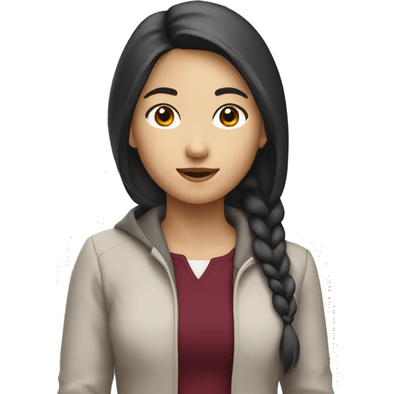 Asian collge girl in burgundy outfit emoji